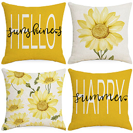 Spring and summer daisy flower print linen pillowcase simple gray home living room bedroom decoration pillowcase