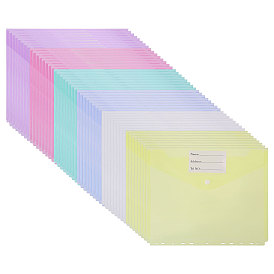 48шт. 6 цвета, пластиковые карманы для документов из полипропилена, прямоугольные