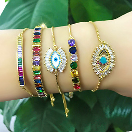 Luxury Adjustable Rainbow Shell and Colorful Crystal Bracelet for Women