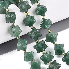 Естественный зеленый авантюрин бисер нитей, звезда, с бисером