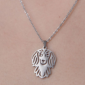 201 Stainless Steel Hollow Dog Pendant Necklace