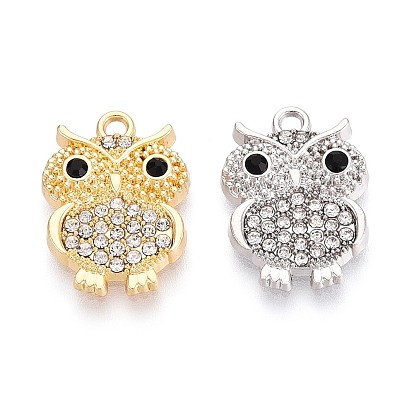 Подвески из сплава с покрытием стойки и стразами, сова