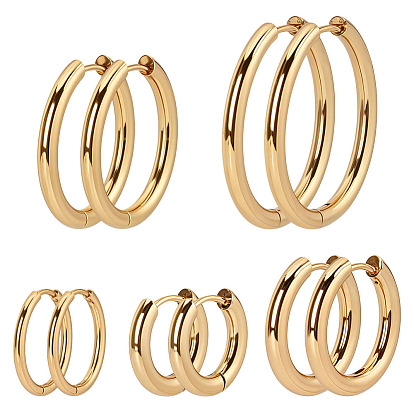 5 пары 5 стили вакуумное покрытие PVD 304 серьги-кольца Huggie Hoop из нержавеющей стали для женщин