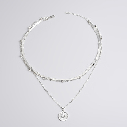 Fashionable and Minimalist Multi-layer Lotus Pendant Necklace - Blade Chain Necklaces for Women.