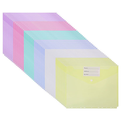 48шт. 6 цвета, пластиковые карманы для документов из полипропилена, прямоугольные