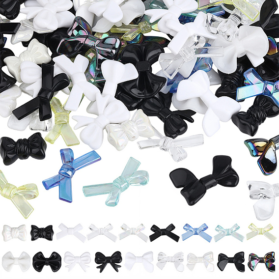 108Pcs 18 Colors Opaque Acrylic Beads, Bowknot