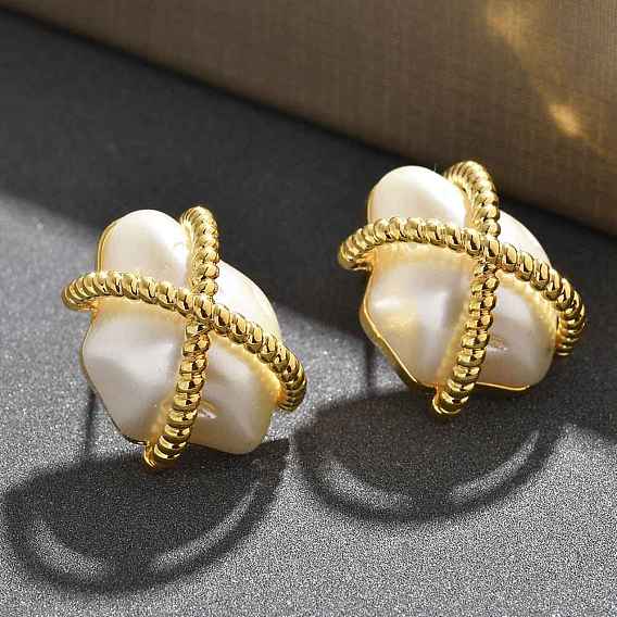 Серьги-гвоздики из латуни abc пластика с имитацией жемчуга, самородки