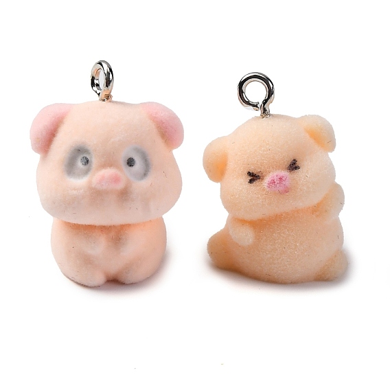 Кулоны из флокированной смолы, свинья, с железной платиной петлей