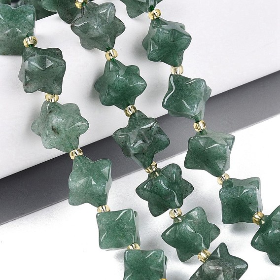 Естественный зеленый авантюрин бисер нитей, звезда, с бисером