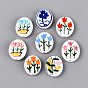Hand Painted Tulip Flower Oval Porcelain Beads, Floral Ceramic Beads