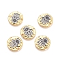 Maillons en laiton micro-pavés de zircone cubique, plat rond et hamsa main / main de fatima / main de miriam, clair, sans cadmium et sans plomb