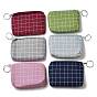 Tartan Print Cotton Cloth Wallets with Alloy Zipper, Rectangle with Iron Ring
