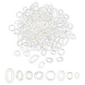 160pcs styles 8 couleurs anneaux de liaison en acrylique transparent, de couleur plaquée ab , formes mixtes