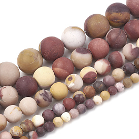 Natural Mookaite Beads Strands, Frosted, Round