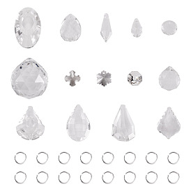 Наборы для изготовления ювелирных изделий своими руками, включая прозрачные стеклянные подвески и звенья, с алюминиевыми кольцами для прыжков