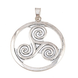 Тибетский сплав стиля большие кулоны, Плоский круглый подвесной элемент с трискелем/трискелионом.