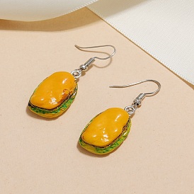 Boucles d'oreilles pendantes en résine de fer pour femmes, platine