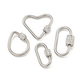 304 Stainless Steel Screw Carabiner Lock Charms, for Necklaces Making, with Polymer Clay Rhinestone