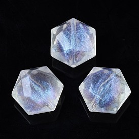 Transparent Acrylic Beads, Glitter Powder, Hexagon