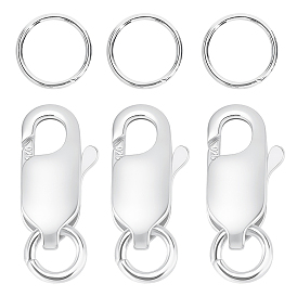 3 шт. 925 застежки-когти из стерлингового серебра, с 6шт 925 кольцами из стерлингового серебра