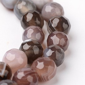 Botswana naturelles agate rangées de perles, facette, ronde