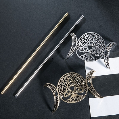 Легированные Палочки для Волос, луна с плоским кругом, аксессуары для волос для женщин