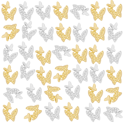 120 pcs 2 colores cabujones de aleación, accesorios de la decoración del arte del clavo, mariposa doble, relleno de material de resina epoxi de cristal diy, sin plomo y cadmio