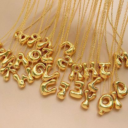 Массивные латунные ожерелья с инициалами, реальный 14 k позолоченный