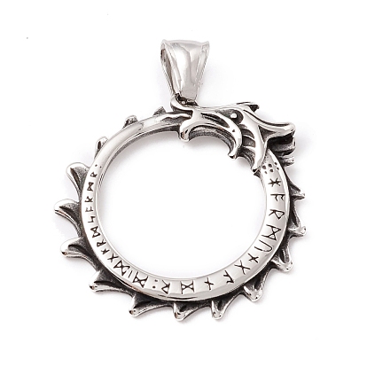 Tibetan Style 304 Stainless Steel Pendants, Ring