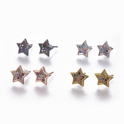 Латунь кубического циркония серьги стержня, звезда