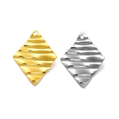 Ion Plating(IP) 201 Stainless Steel Pendants, Rhombus Charm