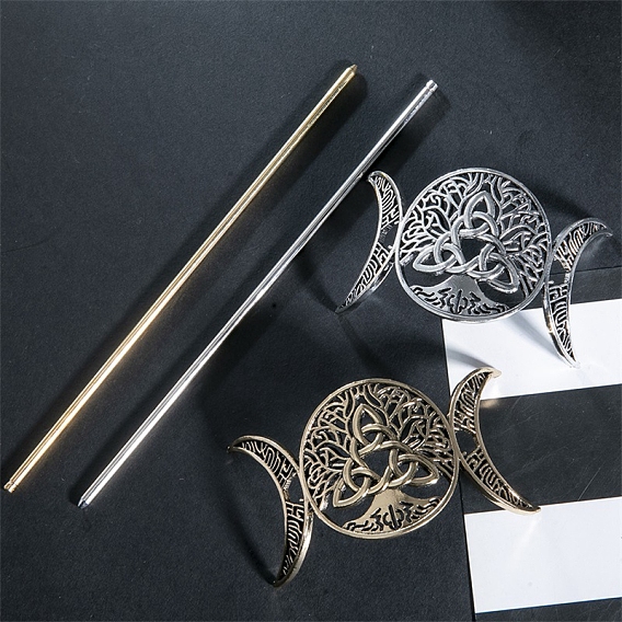 Легированные Палочки для Волос, луна с плоским кругом, аксессуары для волос для женщин