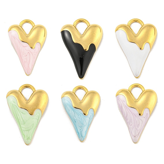 Ионное покрытие (ip) 304 подвески из нержавеющей стали, с эмалью, реальный 18 k позолоченный, шарма сердца