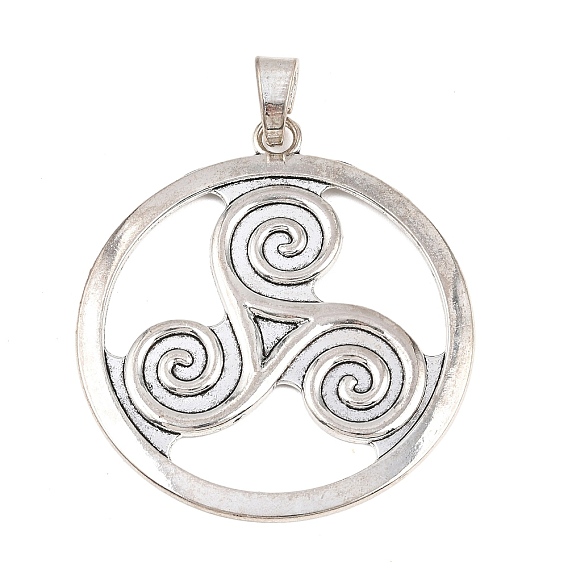 Тибетский сплав стиля большие кулоны, Плоский круглый подвесной элемент с трискелем/трискелионом.