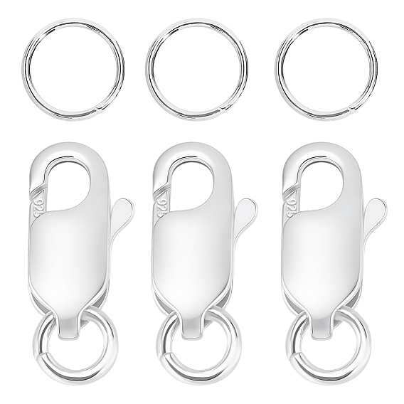 3 шт. 925 застежки-когти из стерлингового серебра, с 6шт 925 кольцами из стерлингового серебра