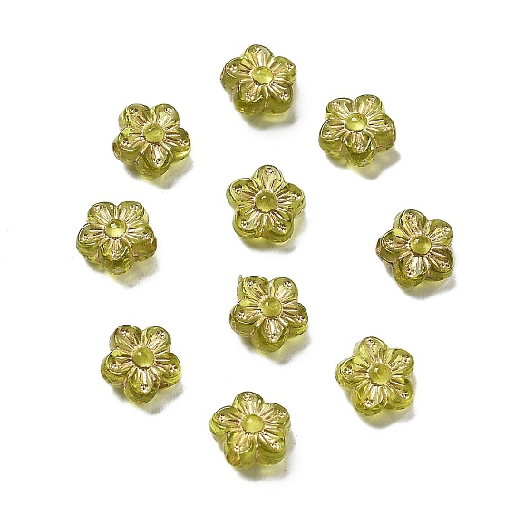 Прозрачные акриловые бусины, золотой металл обвитыми, цветок