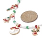 Christmas Tree & Candy Cane & Moon & Deer Alloy Pendant Necklace, Seed & Polymer Clay Beaded Christmas Necklace for Women