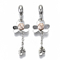 Alloy European Dangle Charms, Large Hole Pendants, Insect with Clover