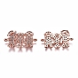 Valentine's Day Theme, Brass Micro Pave Cubic Zirconia Links Connectors, Boy and Girl/Lover