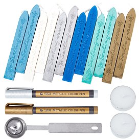 CRASPIR Sealing Wax Sticks, with Metallic Markers Paints Pens, Stainless Steel Spoon, Candle, for Retro Seal Stamp