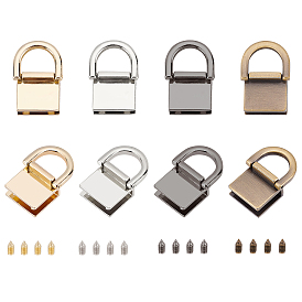 8 Sets 4 Colors Alloy Bag Findings, with Screws, Bag Repalcement Accessories