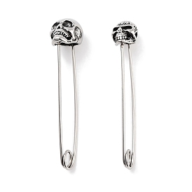Halloween Skull 316 Surgical Stainless Steel Safety Pin Hoop Earrings for Women