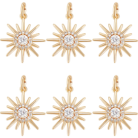 Кулоны солнечного затмения из латуни с прозрачным фианитом и прозрачным фианитом, с прыжковых колец, без никеля , солнце