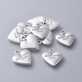 Сплавочные подвески тибетского стиля, на день Святого Валентина, без кадмия и без свинца, сердце, длиной около 20 мм , шириной 17.5 мм , толщиной 3 мм , отверстие : 2.5 мм