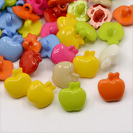 Acrylic Shank Buttons, 1-Hole, Dyed, Apple, 16x15x4mm, Hole: 3mm