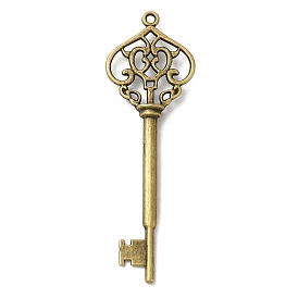 Tibetan Style Alloy Big Pendants, Skeleton Key, Cadmium Free & Lead Free,