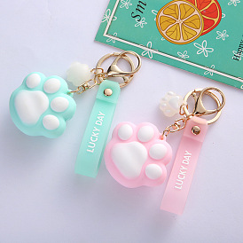 Cute Cartoon Cat Paw Keychain for Girls, Car Pendant and Bag Decoration