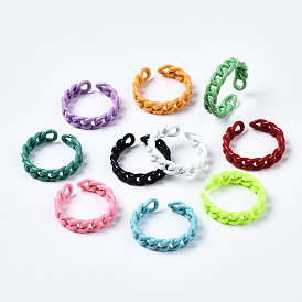 Spray Painted Brass Cuff Rings, Open Rings, Curb Chain