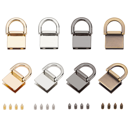 8 Sets 4 Colors Alloy Bag Findings, with Screws, Bag Repalcement Accessories