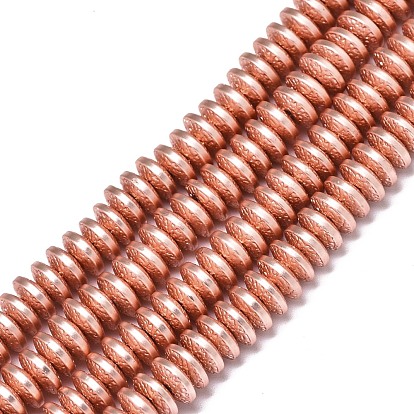 Electroplate Non-magnetic Synthetic Hematite Beads Strands, Matte Style, Bumpy, Disc